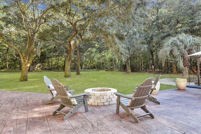 view of patio featuring an outdoor fire pit