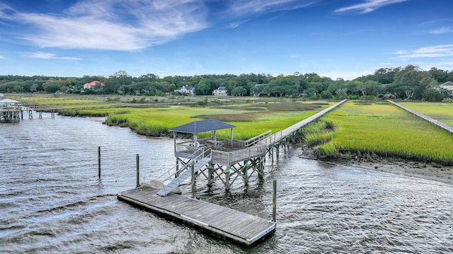 dock area with a water view