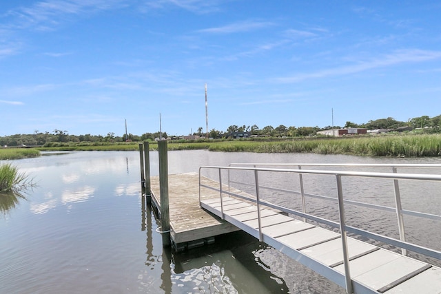 view of dock featuring a water view