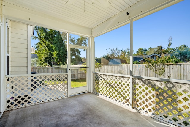 view of unfurnished sunroom