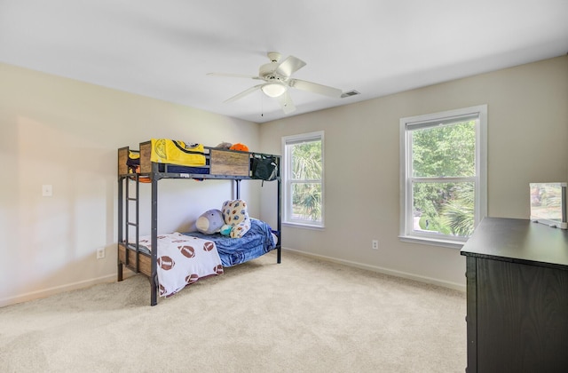 4227 Sawgrass Dr, North Charleston, SC 29420 - bedroom featuring light carpet, baseboards, and a ceiling fan