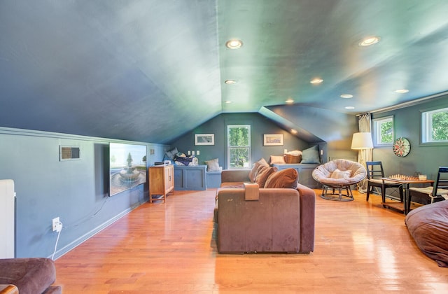 4227 Sawgrass Dr, North Charleston, SC 29420 - living area featuring light wood-style flooring, lofted ceiling, healthy amount of natural light, and recessed lighting