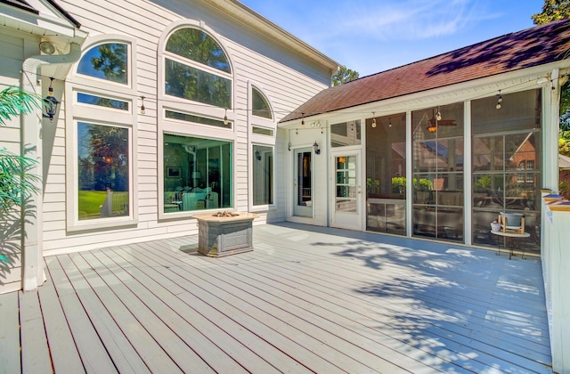 4227 Sawgrass Dr, North Charleston, SC 29420 - wooden deck with a sunroom