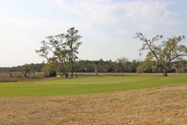 view of property's community featuring a lawn and golf course view