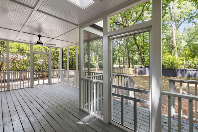 1019 Royalist Rd, Mount Pleasant, SC 29464 - wooden terrace featuring ceiling fan, a fenced backyard, and view of scattered trees
