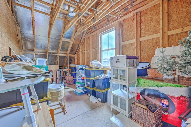 view of unfinished attic