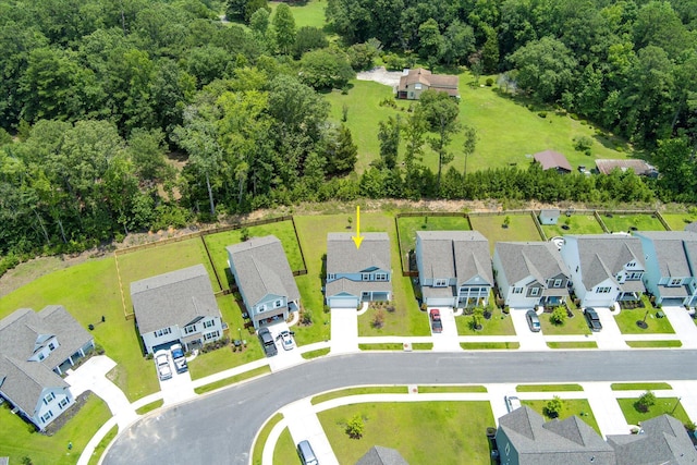 bird's eye view with a residential view