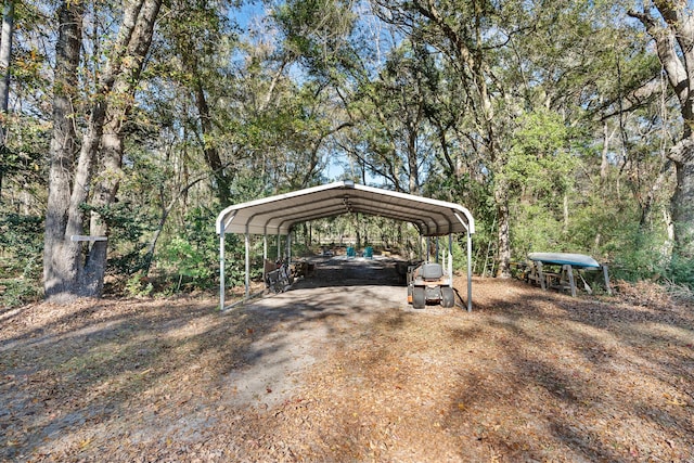 view of parking with a carport