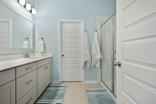 148 Omalley Dr, Summerville, SC 29483 - full bath featuring tile patterned flooring, vanity, a stall shower, and baseboards