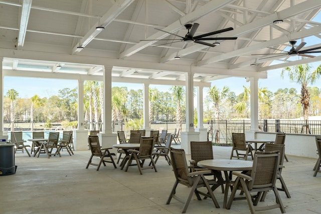 148 Omalley Dr, Summerville, SC 29483 - view of patio with outdoor dining space, fence, and a ceiling fan