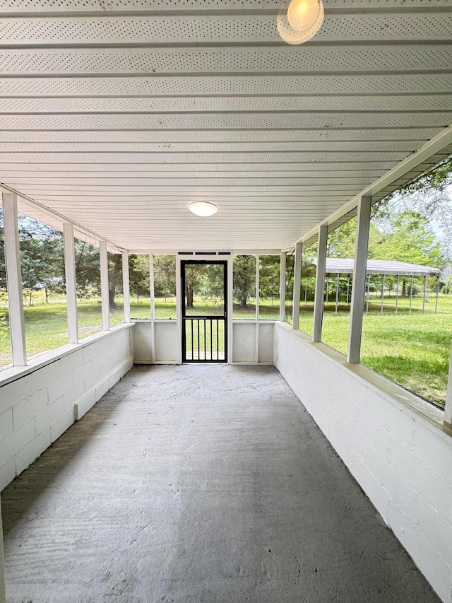 view of unfurnished sunroom