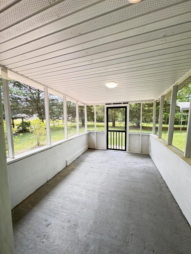 view of unfurnished sunroom