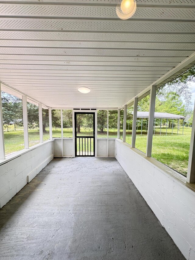 view of unfurnished sunroom