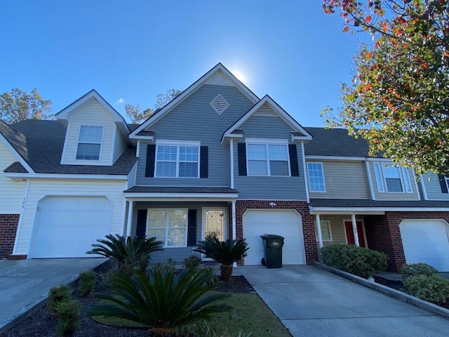 view of front of property with a garage