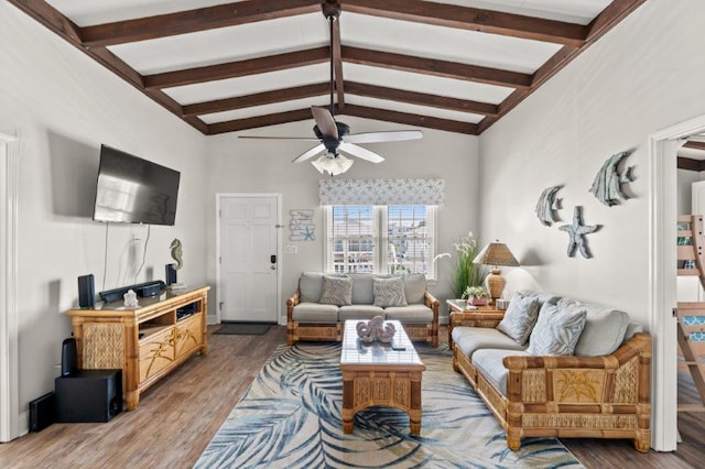 325 N 58th Ave, North Myrtle Beach, SC 29582 - living room featuring a ceiling fan and wood finished floors