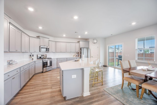 533 Richfield Way, Summerville, SC 29486 - kitchen with stainless steel appliances, gray cabinetry, a sink, and recessed lighting