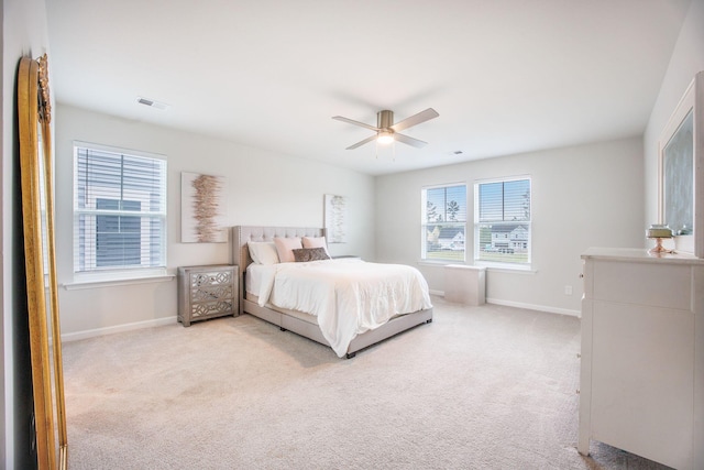 533 Richfield Way, Summerville, SC 29486 - bedroom with visible vents, a ceiling fan, baseboards, and light carpet