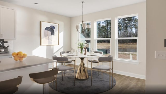 dining area with a healthy amount of sunlight and dark hardwood / wood-style floors