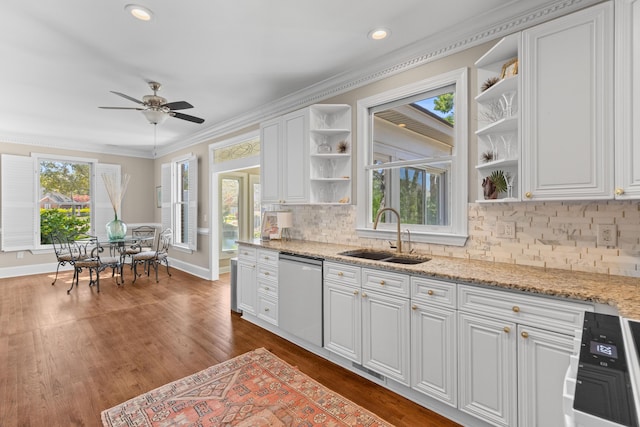 1324 Southlake Dr, Mount Pleasant, SC 29464 - kitchen with a sink, white cabinets, dishwasher, and open shelves