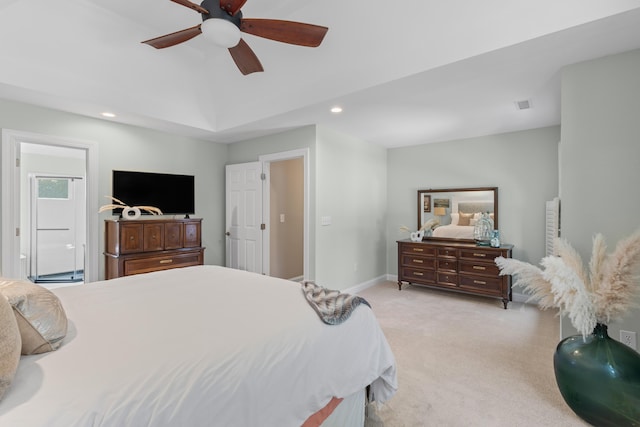 1324 Southlake Dr, Mount Pleasant, SC 29464 - bedroom featuring connected bathroom, carpet floors, a ceiling fan, baseboards, and recessed lighting