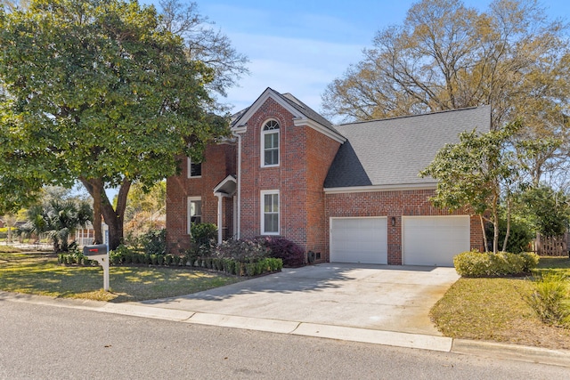 1324 Southlake Dr, Mount Pleasant, SC 29464 - view of front facade featuring brick siding, a shingled roof, concrete driveway, and a front yard