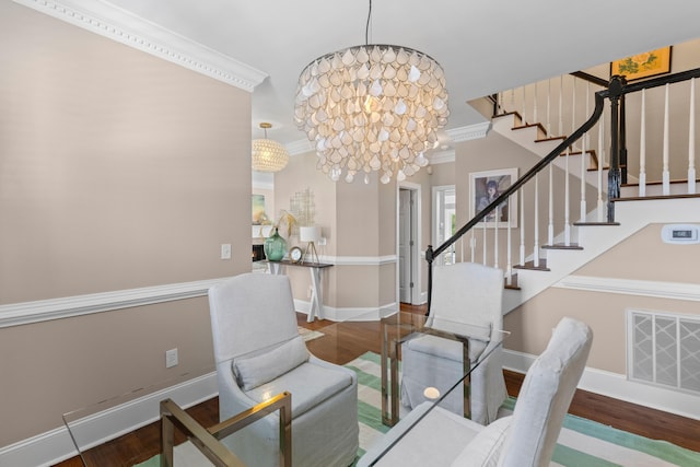 1324 Southlake Dr, Mount Pleasant, SC 29464 - interior space featuring baseboards, visible vents, wood finished floors, and crown molding