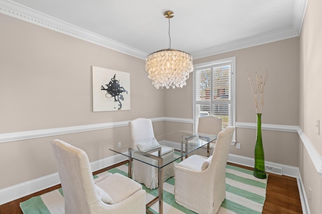 1324 Southlake Dr, Mount Pleasant, SC 29464 - dining room featuring visible vents, a notable chandelier, baseboards, and wood finished floors