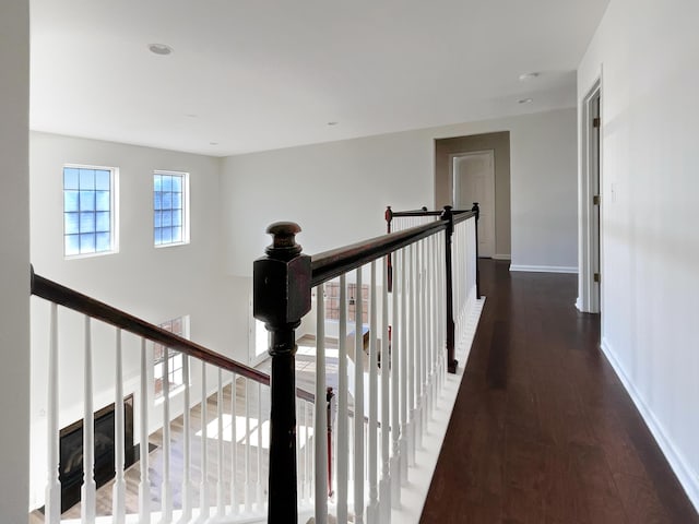 corridor featuring dark hardwood / wood-style floors