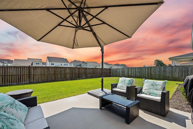 291 Lucca Dr, Summerville, SC 29486 - fenced backyard featuring a patio, an outdoor living space, and a residential view