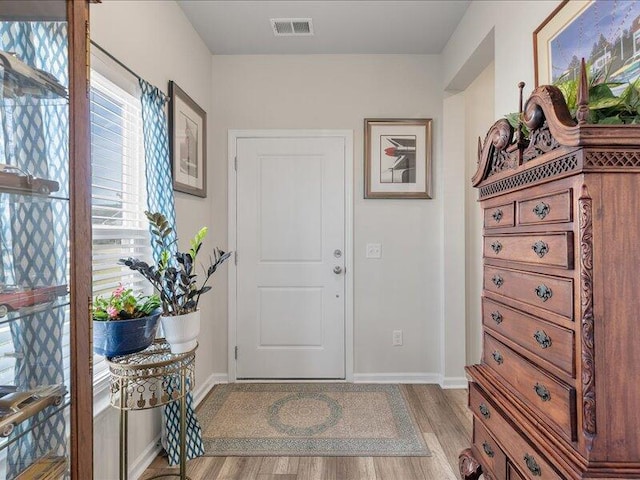 foyer entrance featuring light wood-type flooring