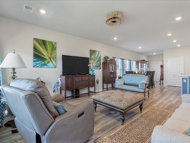 living room featuring light hardwood / wood-style flooring