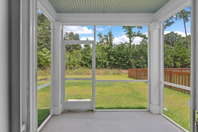 view of unfurnished sunroom