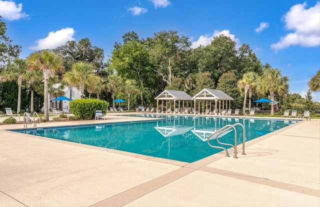 view of pool featuring a patio area