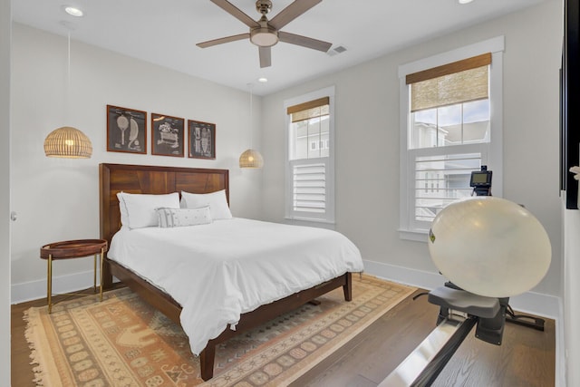 1821 Mead Ln, Johns Island, SC 29455 - bedroom with baseboards, recessed lighting, wood finished floors, and ceiling fan