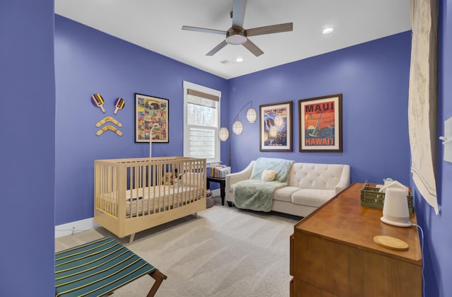 1821 Mead Ln, Johns Island, SC 29455 - bedroom featuring carpet floors, a ceiling fan, and recessed lighting