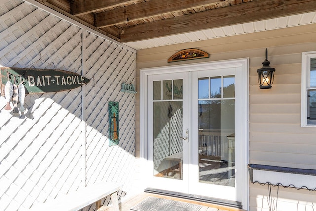 view of exterior entry with french doors