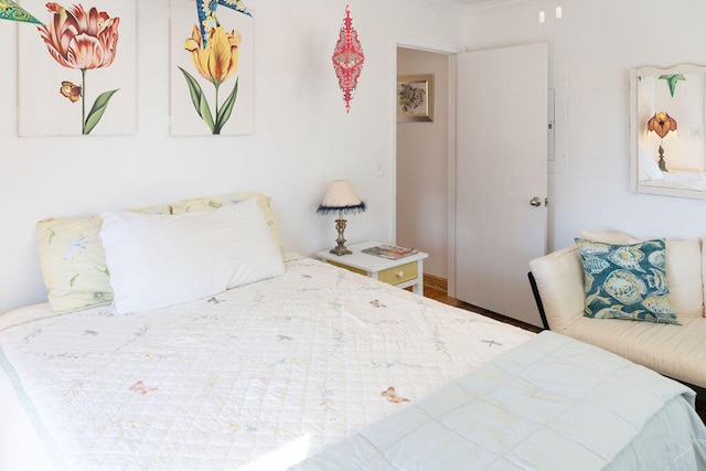 bedroom with hardwood / wood-style floors