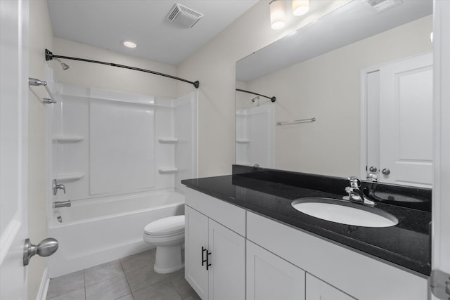 7780 Montview Rd, North Charleston, SC 29418 - bathroom featuring tile patterned floors, toilet, vanity, bathing tub / shower combination, and recessed lighting
