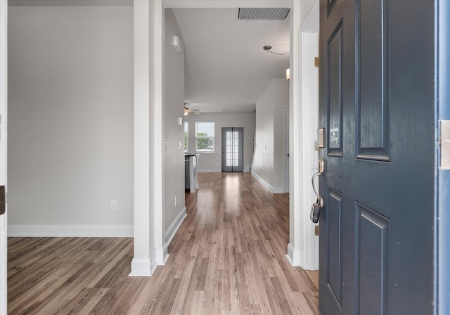 7780 Montview Rd, North Charleston, SC 29418 - entryway featuring light wood-style flooring, baseboards, and ceiling fan