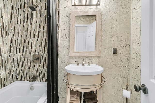 full bathroom with  shower combination and vanity