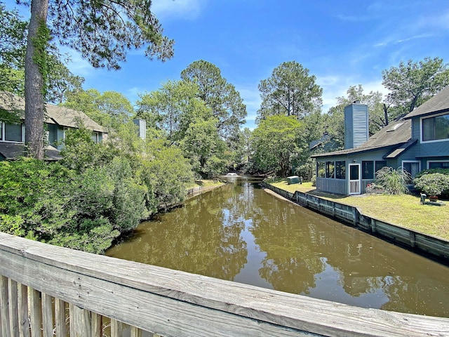 view of dock featuring a water view