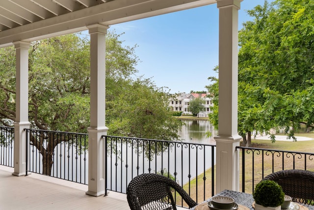 balcony with a water view