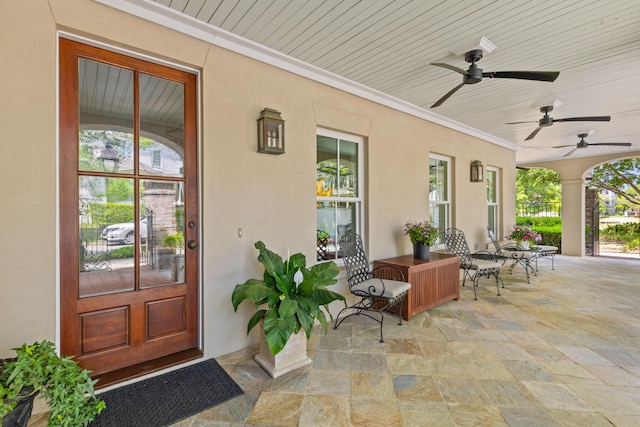 view of patio / terrace featuring a ceiling fan
