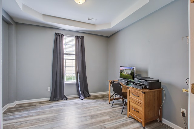 2021 Asher Loop, Summerville, SC 29485 - office with light wood-style flooring, a raised ceiling, and baseboards