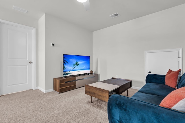 1132 Wading Point Blvd, Huger, SC 29450 - carpeted living room featuring a ceiling fan and baseboards