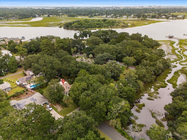 bird's eye view featuring a water view