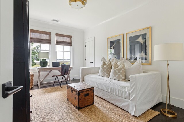 office space featuring hardwood / wood-style floors