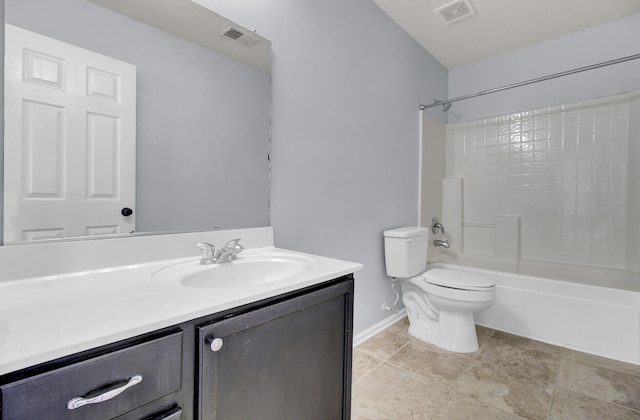 full bathroom featuring vanity, toilet, and shower / bath combination