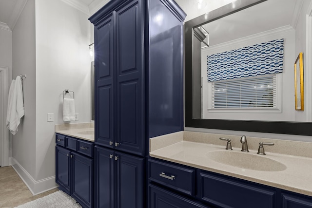 2792 River Vista Way, Mount Pleasant, SC 29466 - bathroom featuring crown molding, vanity, tile patterned flooring, and baseboards