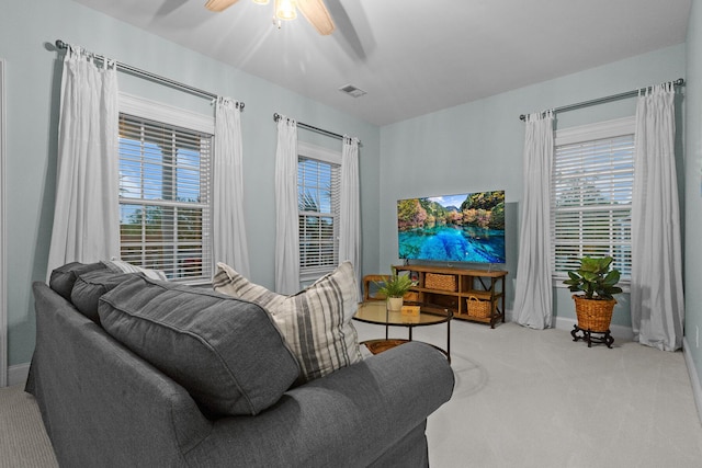 2792 River Vista Way, Mount Pleasant, SC 29466 - carpeted living area with ceiling fan and baseboards